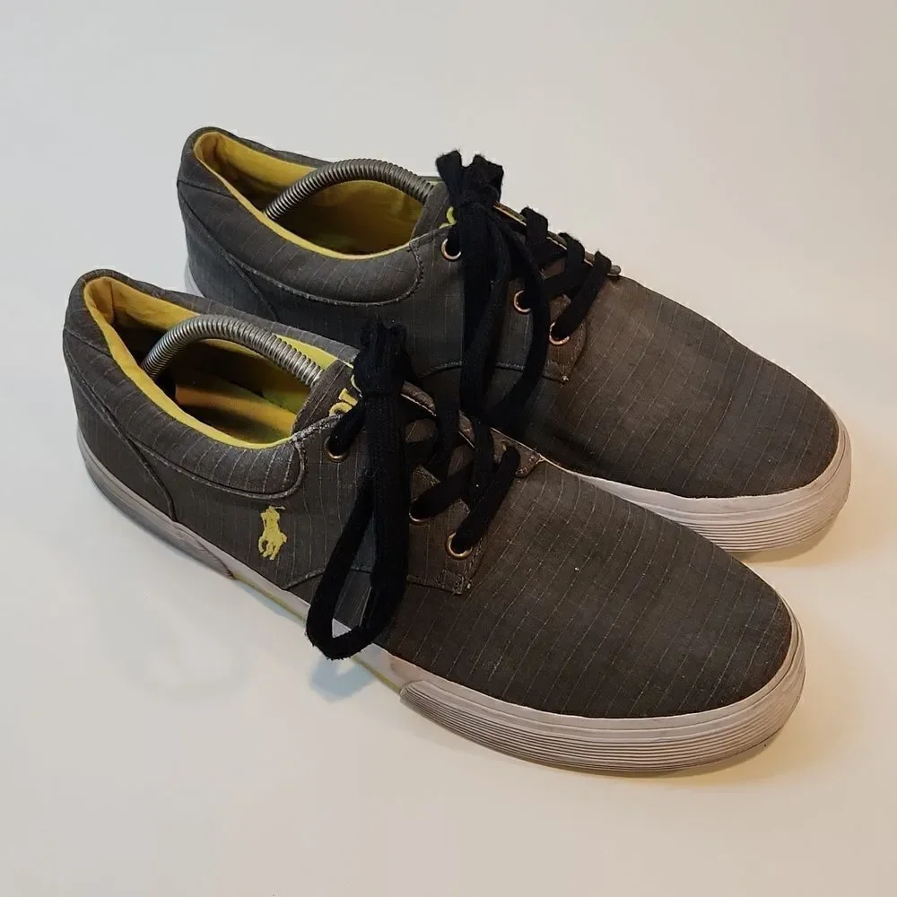 Ralph Lauren Polo Felton Sneakers Shoes Men’s Sz 12D Gray Low Top Lace Up NICE!